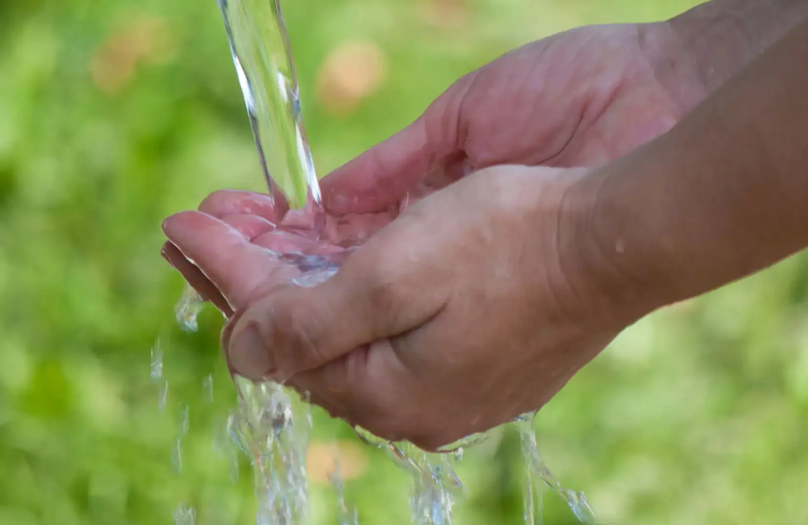 Hands with clean water